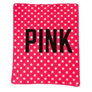 Victoria’s Secret PINK Polka Dot Fleece Blanket 64x52 Soft Plush Throw